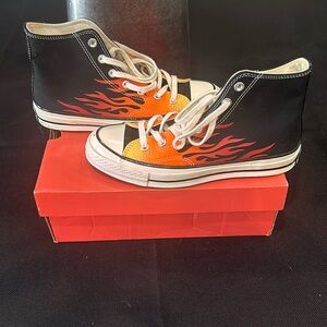 Converse * Chuck 70 High-tops Unisex Black Flames Fire Archive Print